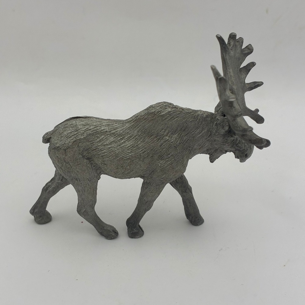 Vintage 1987 Spoontiques Pewter Moose Figurine Miniature Wildlife Decor
